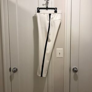 White tuxedo strip cropped pants